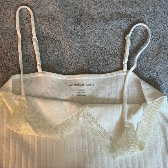 American Eagle Lace Trim Pointelle Cami in white - Picture 3 of 6